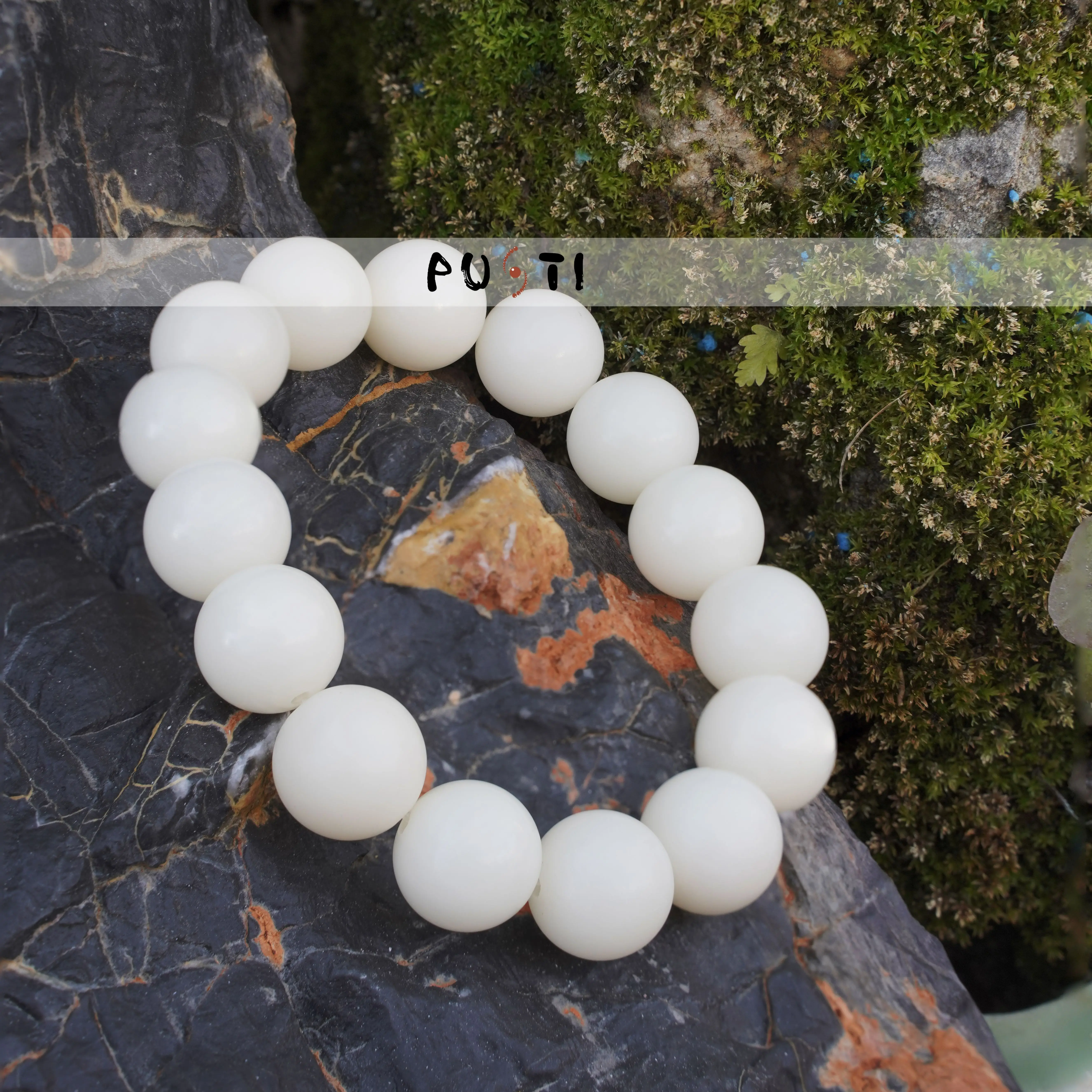 PUTI Hand Made Bodhi Bracelet with Natural White Bodhi Beads, Suitable for Men \Women and Children, Versatile Style. {PT01-02}