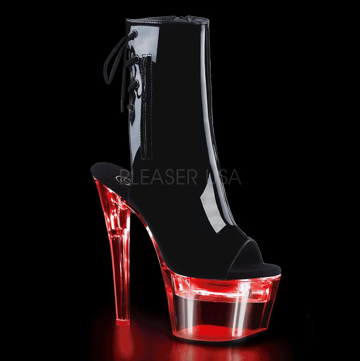 7 Inch Heel FLASHDANCE-1018-7 Black Pat Clear