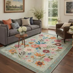 【Summervibes】GENIMO Area Rug – Soft, Non-Slip, Pet Friendly, Machine Washable Floor Rug, Home Carpet, Stylish Decor for Any Room ,ARF2070-BLOOM