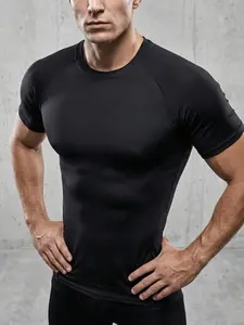 Men’s Sports T-Shirt, Solid Color, Crew Neck, Short Sleeve, Slim Fit, Breathable Workout Shirt, Breathable Polyester Performance Top, Ideal for Gym, Running, Training, Cycling, Everyday Wear & Perfect Gift for Boyfriend