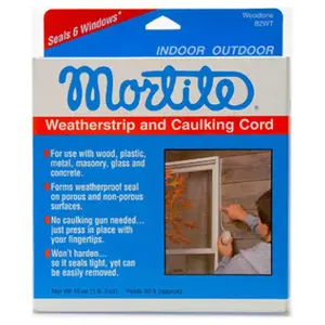 212 MAIN Mortie Wood Tone Caulking Cord Weather-Strip - 90 ft Length, Durable Indoor Outdoor Weatherproof Sealant Strip
