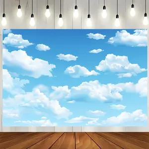 Blue Sky Clouds Photo Background Banner, Multi-Functional Party Decoration, Holiday Theme, Indoor Outdoor Use