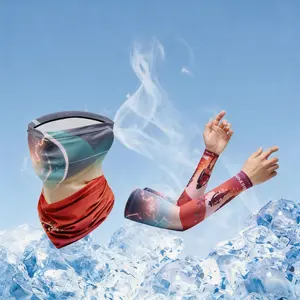 UPF 50+ Ice Silk Sun Protection Set, Boho Print Breathable Quick Dry Neck Gaiter & Arm Sleeves, Unisex UV Protection Gear for Motorcycle, Cycling, Fishing & Summer Outdoor