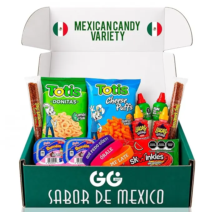 Authentic Mexican Sweet Assorted Snacks Party-Ready Pack - Dulces Mexicanos Surtidos with Salsaghetti, Duvalin, Pelon Pelo Rico, Lucas Gusano, Banderillas for Sharing