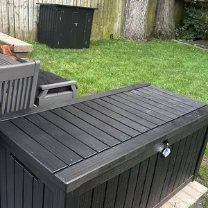 120 Gallon Lockable Resin Deck Storage Bench, Waterproof Outdoor Storage Box with Lid, Large Capacity Organizer for Patio Cushions, Garden Tools, Multiple Sizes:(72/100/120/150/180/230/260 Gallon)Summersales