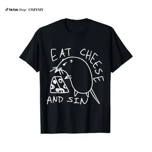Funny Eat Cheese and Sin Novelty Street Art T-Shirt
