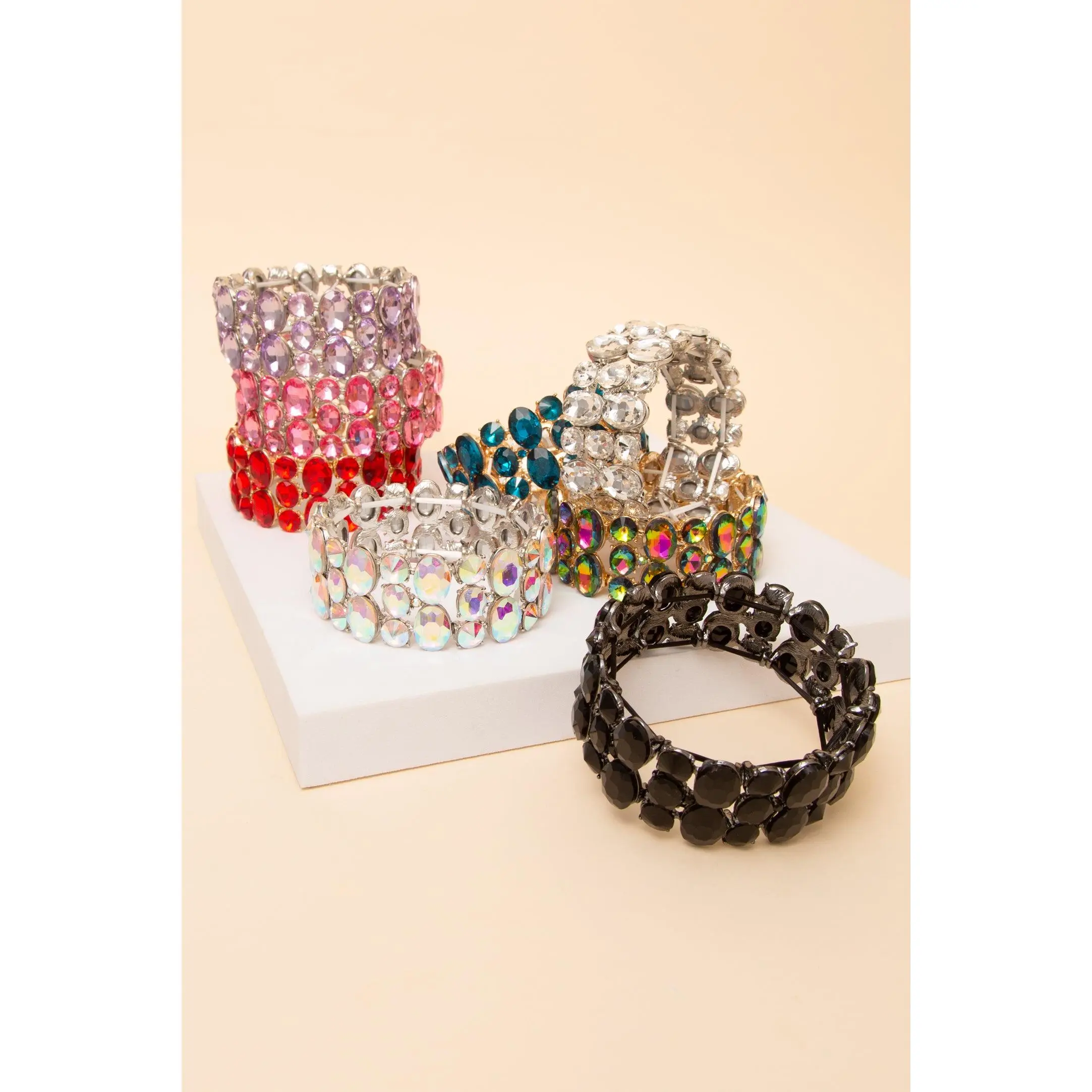 Amelia 3 Row Stone Stretch Bracelet