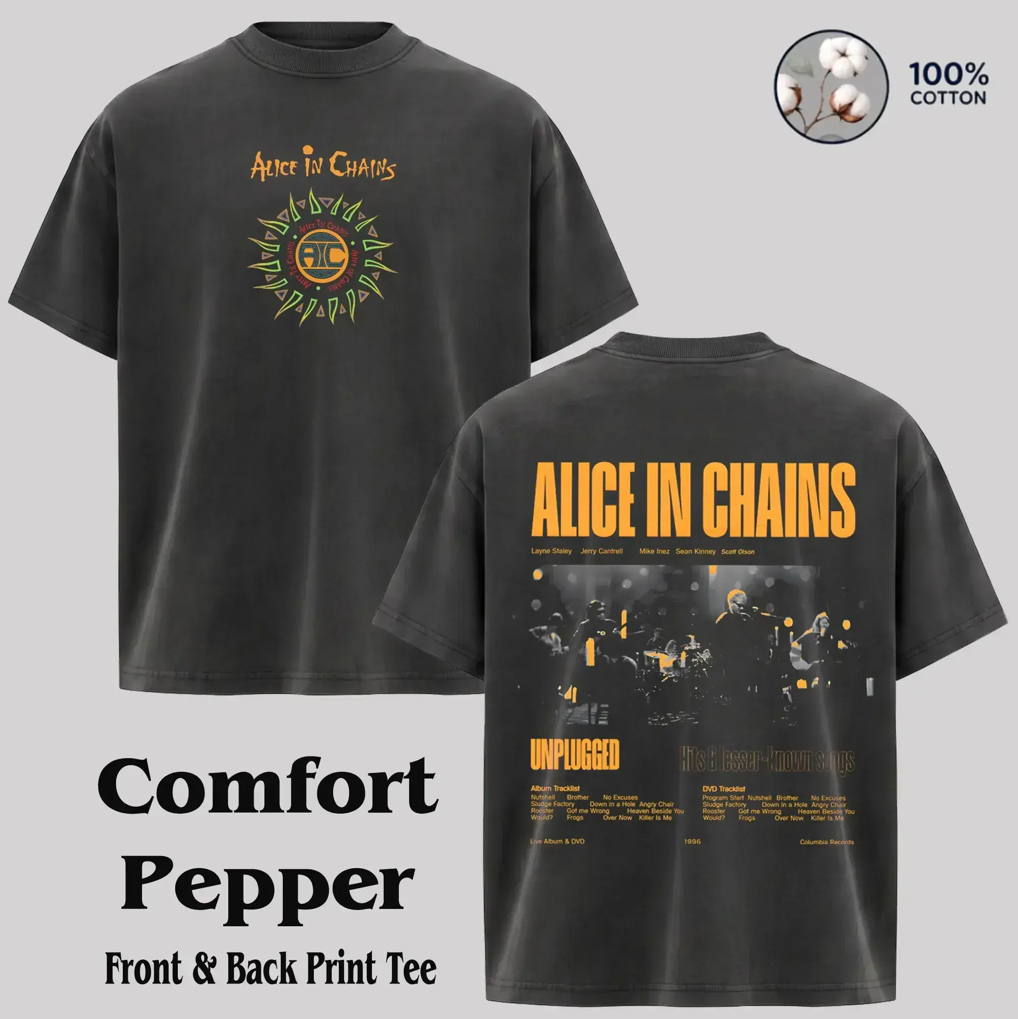 [Collection] Vintage Alice In Chains Band Short-Sleeve T-Shirt, Mens Casual Clothes, Metal Rock Grunge 90s Graphic Tee, Alternative Tour Merch, Trending Streetwear Menswear