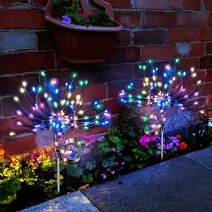 2Pcs Solar Lights Outdoor Decorative: Bendable Copper Wire with 550 LED Firework Beads - Waterproof DIY Warm Fun Decorating Yard Garden Patio