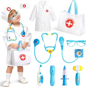 Doctor Kit for Toddlers 3-5 Dress Up Toddler Toys Kids Doctors Play Set with Doctor Costume Stethoscope & Carrying Bag Christmas Birthday Gifts