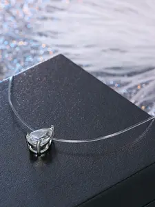 Invisible Fish Line Deep Sea Teardrop Clavicle Chain, Transparent Zirconia, Minimalist Design, Perfect for Commuting & Afternoon Tea