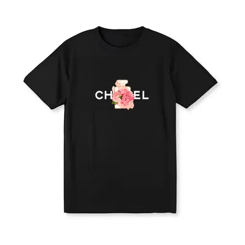 Cotton Women's Loose Fit Plus Size - Summer Cotton T-Shirt Alphabet Flower Perfume Shirt Fashion Print Pattern T-Shirt Brand High Quality Short Sleeve Top t shirt