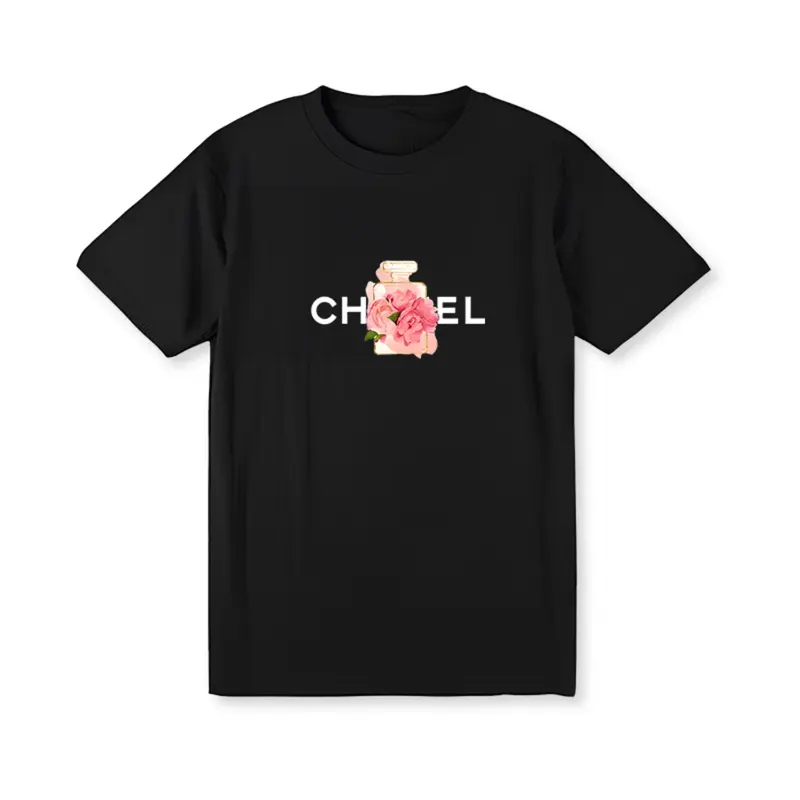 Cotton Women's Loose Fit Plus Size - Summer Cotton T-Shirt Alphabet Flower Perfume Shirt Fashion Print Pattern T-Shirt Brand High Quality Short Sleeve Top t shirt