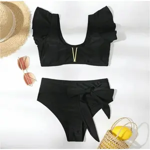 Ladies Swimsuit Flounce Straps With Bikini Bow
