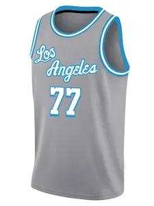 Men's Basketball Jersey, 77 grey Vintage Embroidered Casual Training Tee, Loose-Fit V Neck Short Sleeve, All Seasons Sportswear, Athletic Training Apparel, Jersey Top