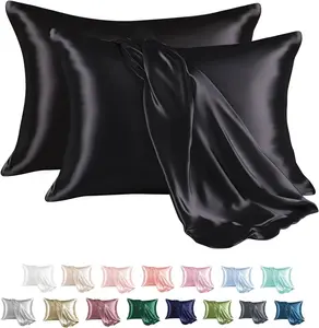 Satin Pillowcase for Hair and Skin, Silk Satin Pillowcase 2 Pack, Queen Size Pillow Cases Set of 2, Silky Pillow Cover with Envelope Closure (20x30)
