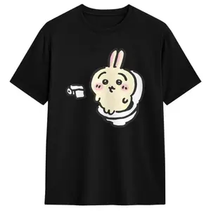Usagi On The Toilet Potty Chiikawa Hachiware Poop Pooping T Shirts Short Sleeve Tshirt - Vintage Graphic Tee – Unisex S-3XL – Menswear & Womenswear – Streetwear Tops – Casual Cotton Crewneck Shortsleeve T-shirt
