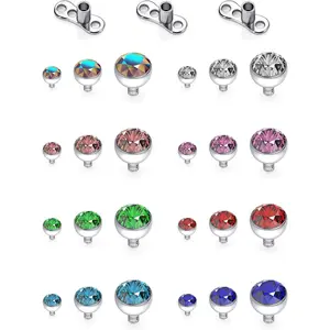 14g Clear CZ Dermal Anchor Tops and Base Titanium Microdermals Piercing Body Piercing Jewelry for Women Men 2mm 3mm 4mm