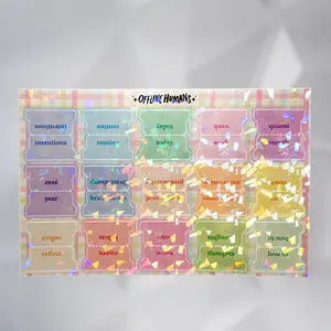 Offline Humans Shimmer Journal Tabs Holographic Planner Dividers 15 Tabs Sticky Labels Sticker Paper Vinyl Decal Sticker Sheets for Best Me Journal or Sticker Notebook