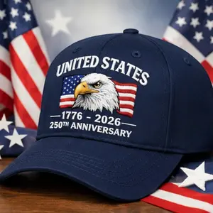 Embroidered USA 250th Anniversary Hat, 1776–2026 Patriotic Eagle Flag Cap, American Independence Day Hat, USA Flag Gift