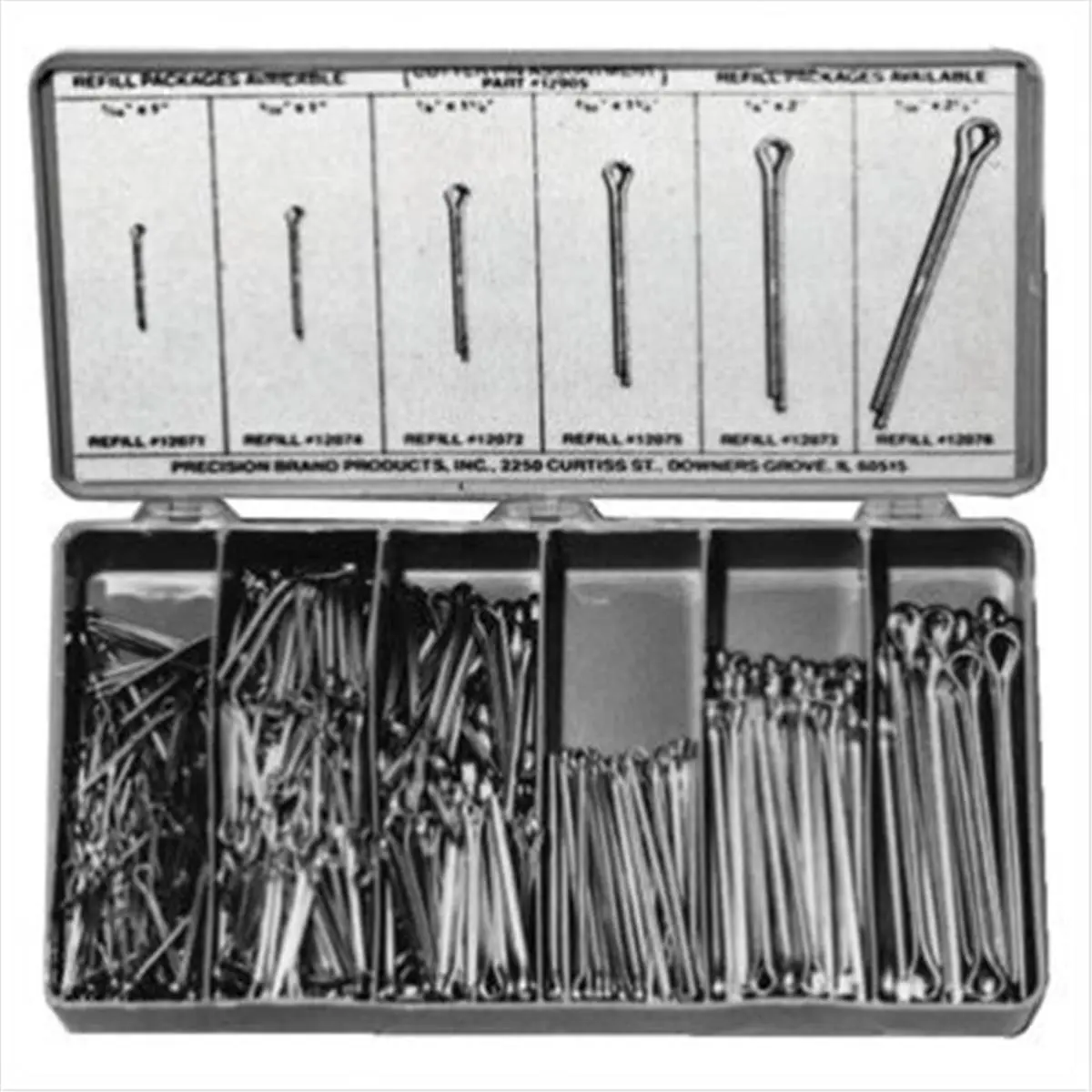 Precision Brand 212 MAIN Plated Steel Cotter Pins Kit - 600 per Set, Multi-Size (1/8 x 2 inch, 5/32 x 2-1/2 inch), Chisel End, for Outdoor Water Sports Sailing, Cotter Pin Kit