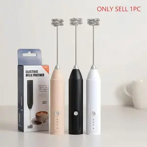 Electric Milk Frother, Handheld Electric Foam Maker, Stainless Steel Whisk Blender, Rechargeable for Coffee, Matcha, Latte, Cappuccino, Coffee Equipment