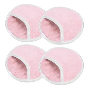 VOCOSTE 4 Pcs Face Wash Sponges, Face Sponges for Cleansing Daily Exfoliating Face Scrubber Facial Sponges Washing Face Fingers Glove Reusable Makeup Remover, Pink