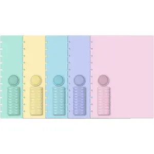 5 Set Discbound Notebook Cover and Disc Set 8.5 x 11.75 inch Inch Poly Cover with Disc Discbound Notebook Accessories for School Office Subject Document (Macaron Color)