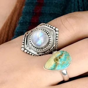 Sterling Silver Boho Ring with Moonstone