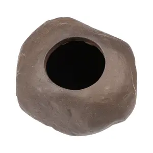 VOCOSTE Aquarium Decorations Hideaway Rock Cave, Resin Fish Tank Decor Stone for Aquatic Pets to Breed Play Rest, Brown 3.35x2.76x2.52 Inches