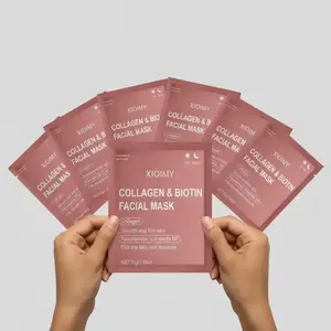 10 Sheets Collagen & Biotin Gel Mask, Improves Uneven Skin Tone, Strong Hydration, Smooths & Tightens, Suitable for All Skin Types, Moisturizing Facial Mask, Hydrating Mask