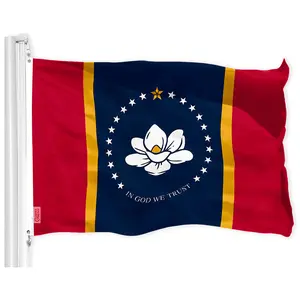 Mississippi State Flag 2020 Version| 3x5 feet| Printed 150D, Indoor/Outdoor, Vibrant Colors, Brass Grommets, Quality Polyester, Much Thicker More Durable Than 100D 75D Polyester