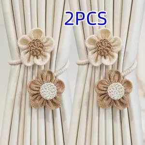 Flower Pattern Curtain Tieback, 2 Counts Modern Simple Window Curtain Buckle, Home Decor for Living Room Bedroom, Window Decorations Supplies, Interior Decoration Accessories