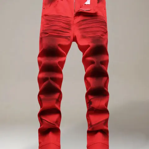 Men's printed slim fit red stretch casual jeans, men's street casual jeans compression  pants  ripped  jeans jeans  n  s size  32  purple  jeans mens  skinny  jeans raw  jeans high street jean  comfortable stretch denim skinny jean baggy jean men mens