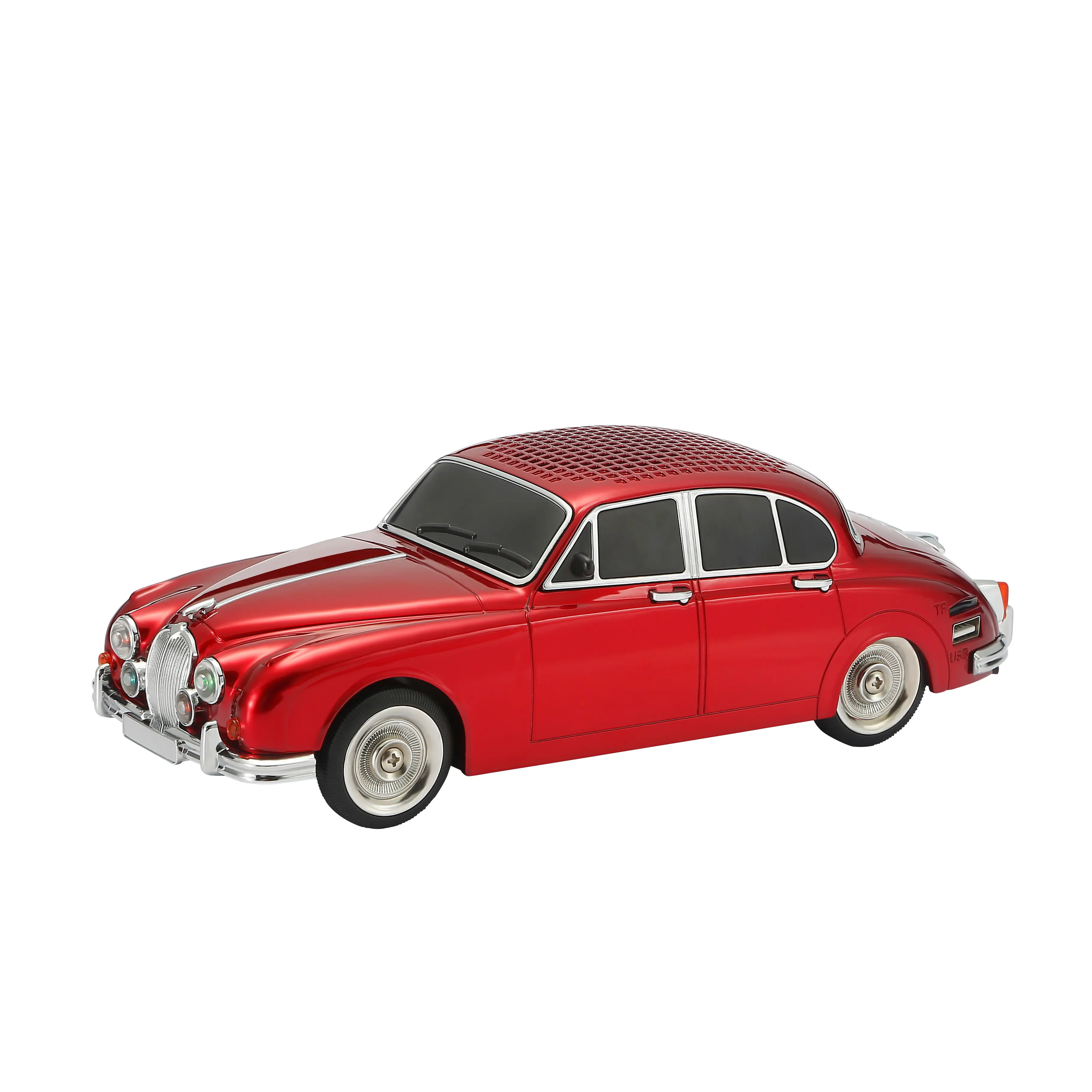 WSTER WS-596 Vintage Retro Luxury Car Model 2-Way Stereo Portable Speaker - USB Type-C, Bluetooth, TF Card, AUX, FM Radio, TWS Pairing, Subwoofer Audio Device for Indoor/PC Use, Gift Option
