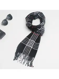 New autumn and winter plaid scarf for men and women, imitation cashmere plaid color-blocking scarf