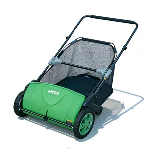 21" Manual Push Lawn Sweeper, Yard Leaf & Debris Collector with 3.5 Cu.Ft Collection Bag, Adjustable Brush Height for Lawns & Driveways – Foldable Storage Design