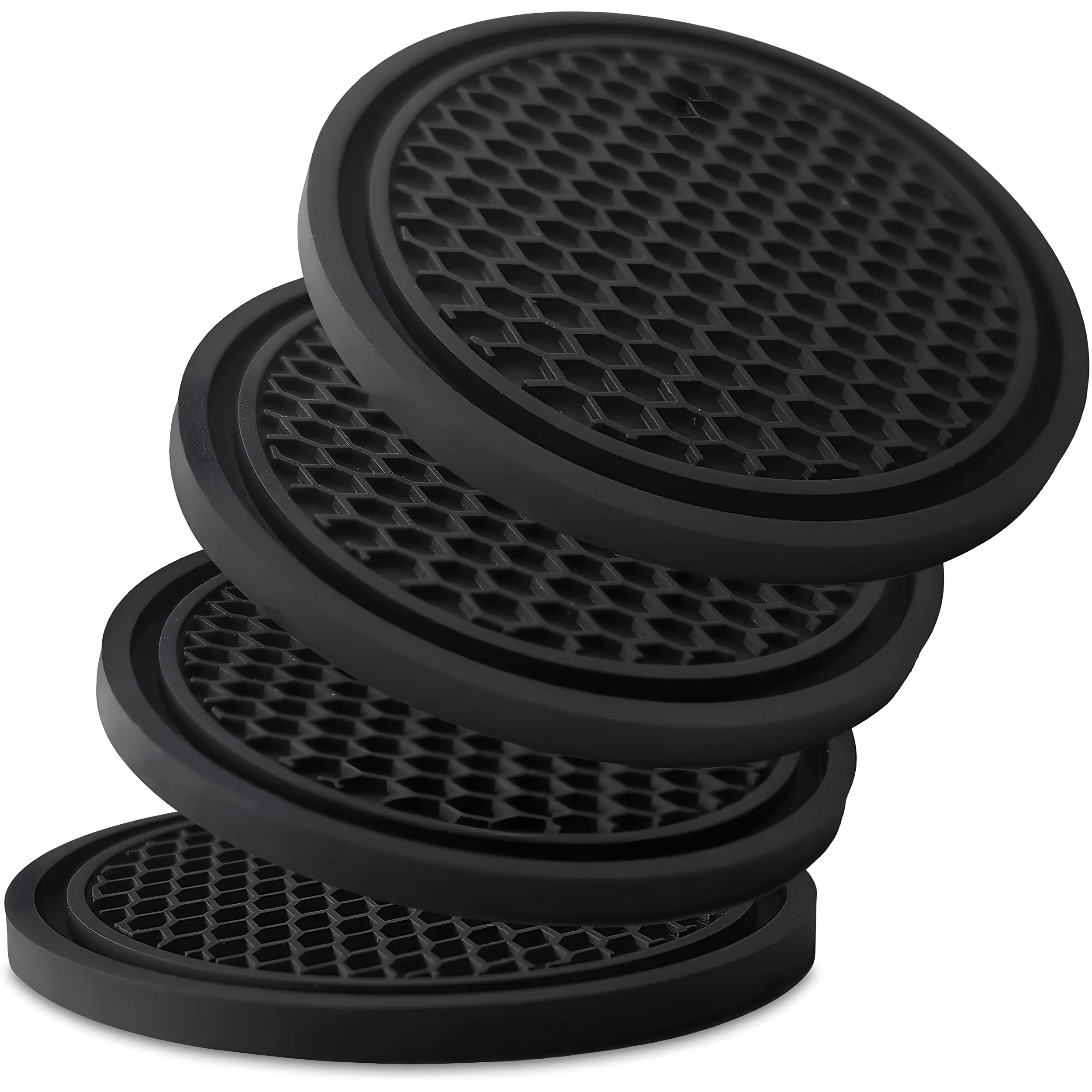 4 Pack Car Cup Holder Coasters Universal Non Slip PVC Rubber Cup Holder Inserts, Shockproof Flexible Auto Cup Mats for Cars, Trucks, SUVs & Vans, 2.75 Inch Interior Accessories for Women & Men, Easy Clean