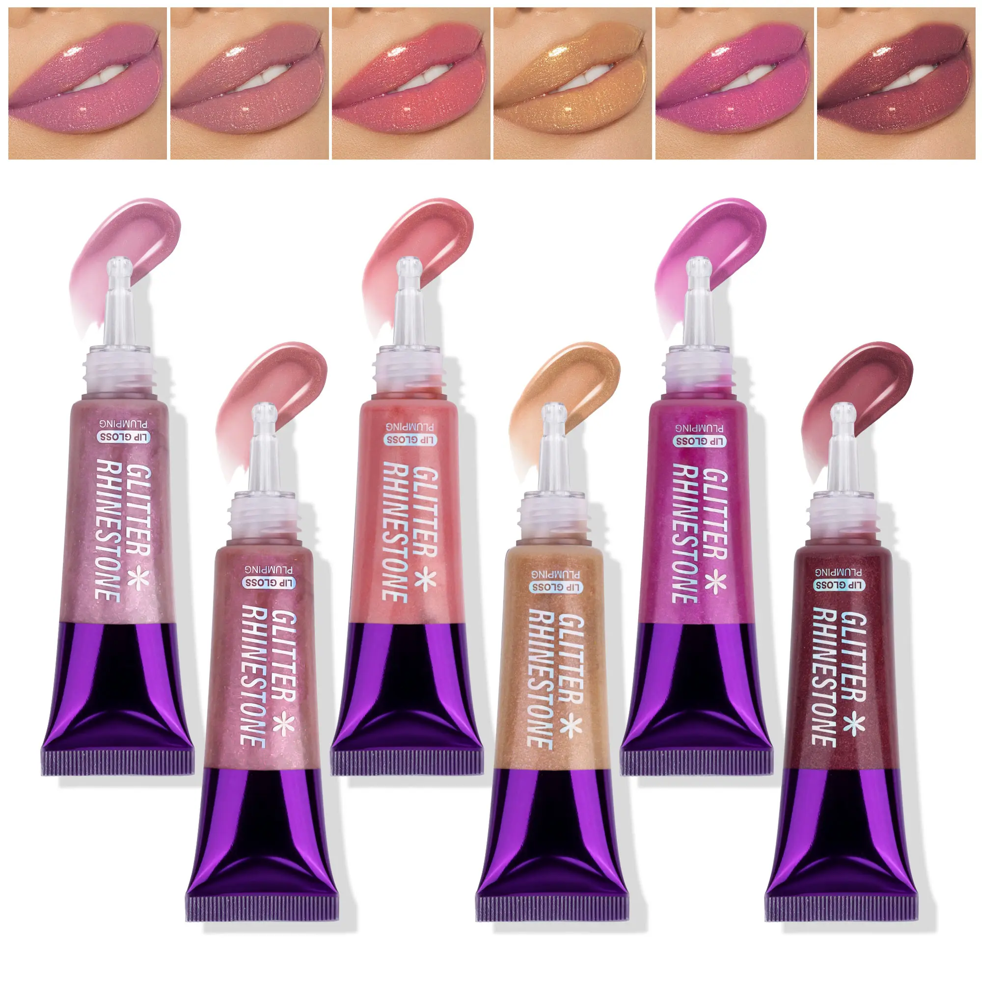Glitter Rhinestone Lip Gloss - Shimmering Finish for a Bold Look