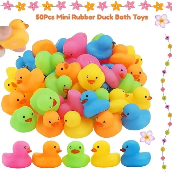 50PCS Mini Rubber Ducks – Bulk Bath Toys Gift for Shower, Birthday Party Favors, Classroom, Beach & Pool Games