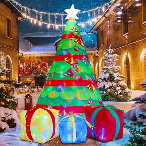 Bow Christmas Tree Inflatables 7 FT with Built-in LEDs for Outdoor Decorations Ornaments christmas  2024
