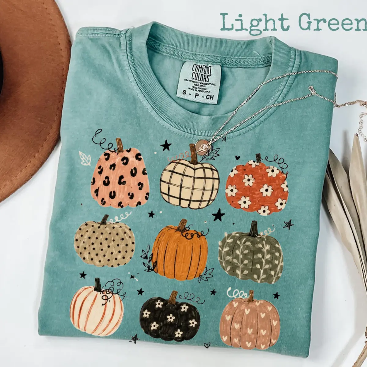 Comfort Colors Boho Pumpkin Shirt, Preppy Fall Pumpkin Graphic Tee, Coquette Autumn T-Shirt, Cute Pattern Pumpkin Shirt, Trendy Thanksgiving Apparel