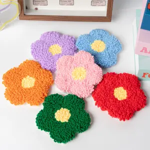 22pcs Punch Needle Coaster Kit for Beginners, Flower Frog Cocktail Spotted Patterns, Needlework Crafts Stamped Embroidery Kit, Embroidery Set, Holiday Gift