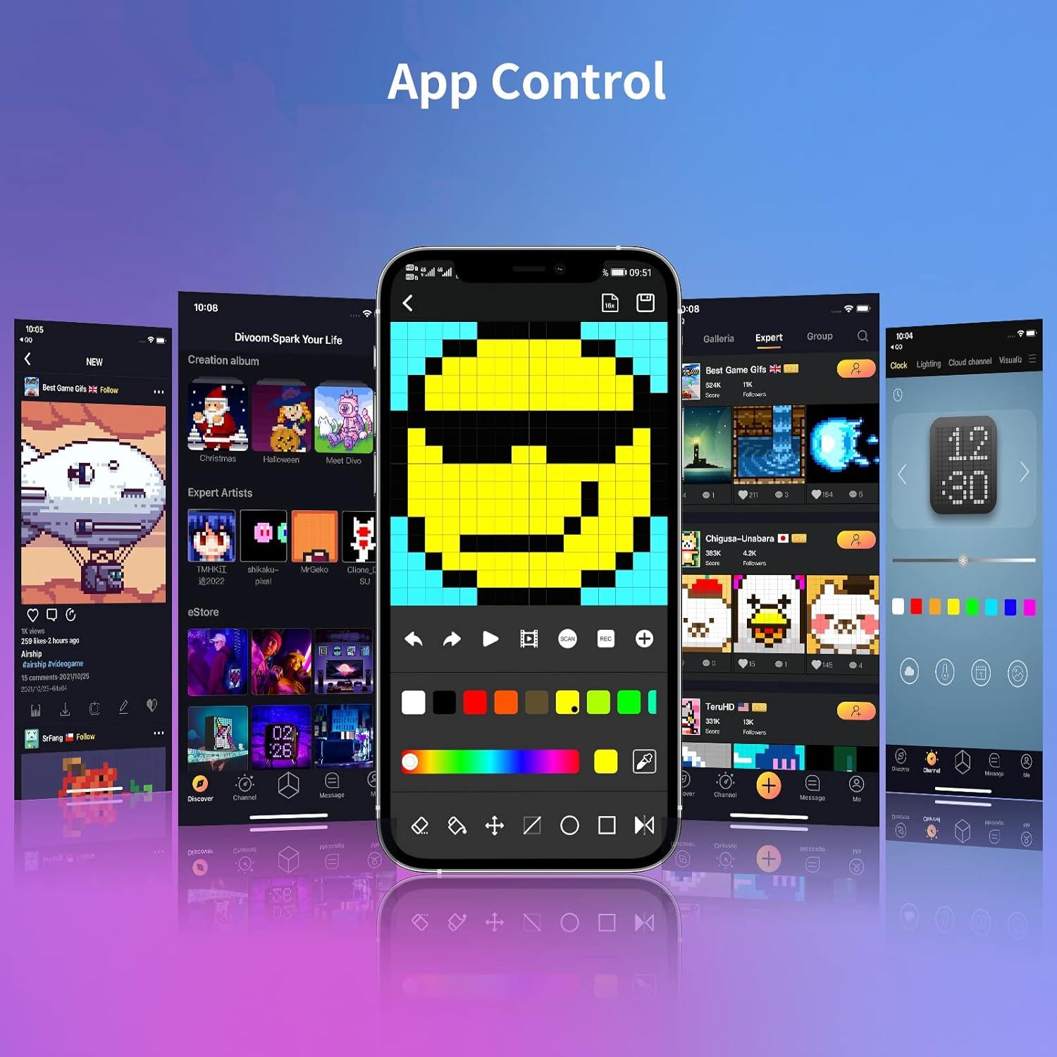 LED Light Pixel Display Panel Suit for RGB Light Bars, Smart App Control with Cool Animation Desk Setup for PC, TV, Gaming Room Decor