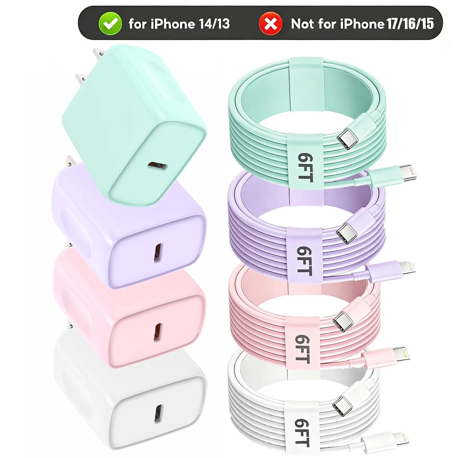 IPhone Fast Charger, 20W Type-C Wall Charger Adapter & 6FT Regular IPhone charging Cable, Compatible for  iPhone 14 Pro Max / 14 Plus / 14 / 13 / 12 Mini / 11 / XS Max / XR / iPad, Cubic Power Adapter Box