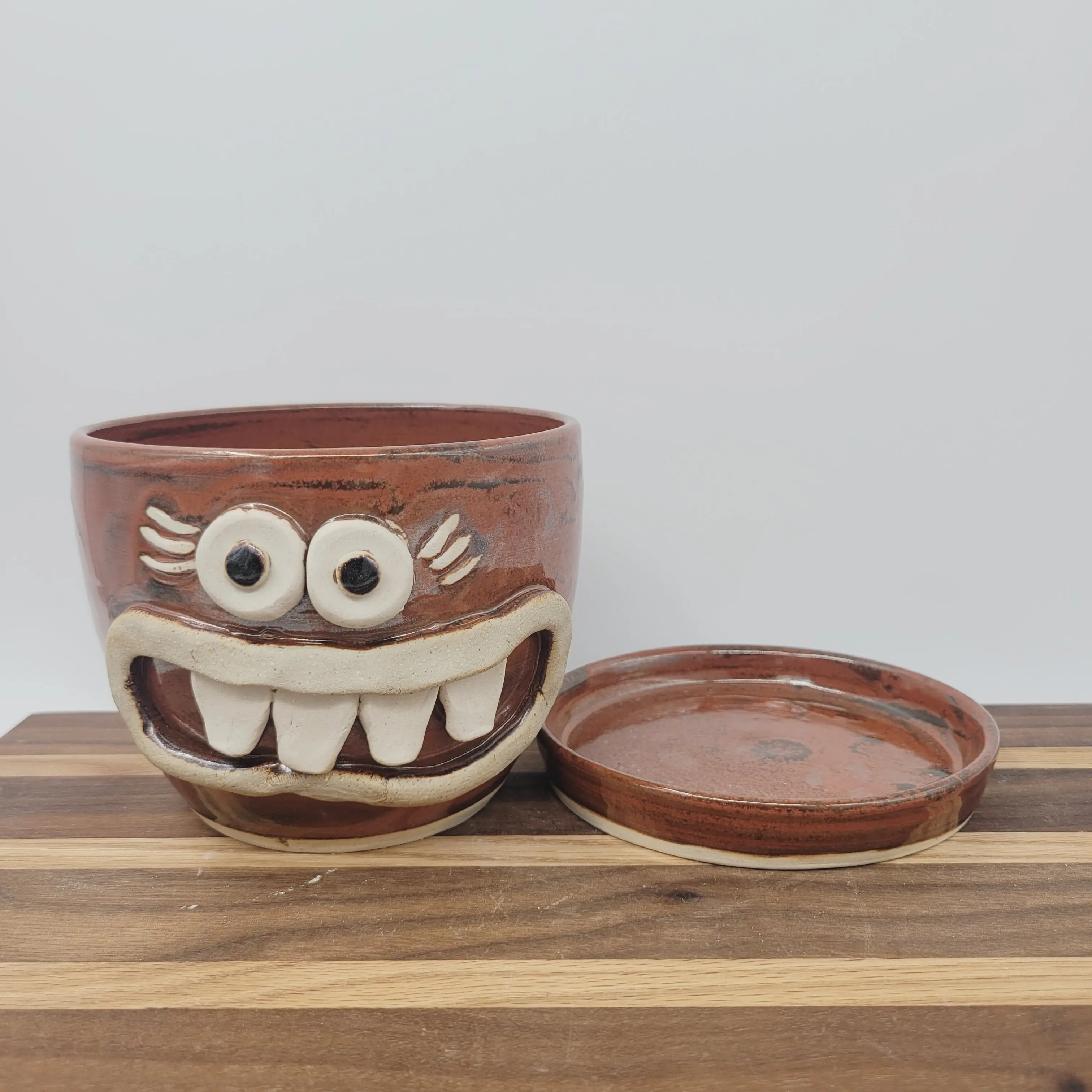 Face Planter | Fun Herb Gardening Stoneware Pottery Pots | Red | Gift for Gardener
