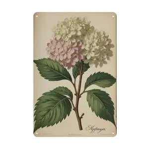 Aluminum Painting of Hydrangea Plant with White and Pink Flowers Wall Art for Home Office Cafe Bar Decor Easy to Hang Versatile for Holiday and Seasonal Decoration