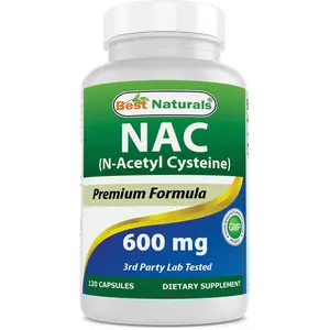 Best Naturals NAC N-Acetyl Cysteine 600 mg 120 Capsules GMP Certified Antioxidant Supplement for Liver Lung Health