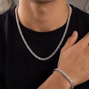YM 18K Gold Plated & Silver Twist Rope Cuban Link Chain Necklace Set, Thin Stainless Steel Waterproof Hip Hop Jewelry for Men & Women