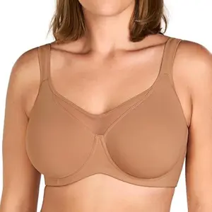 Comfortzone Plus Size Unlined Full Coverage Minimizer Bra for Large Bust Women Underwire Support Seamless Naked Feel T Shirt Non-Padded Bra Instantly Slims 1 to 1.5 Cups Wider Cushioned Straps Anti Sag Smoothing Daily Lingerie